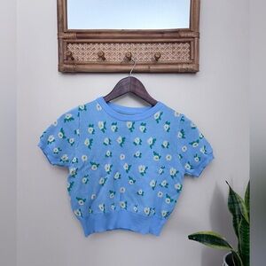 Blue floral Print Knitted Crop Top from j.ing. Never worn.